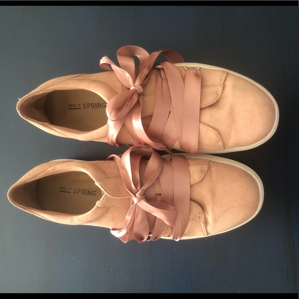 Call it spring pink suede bow sneakers